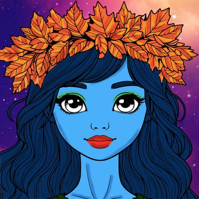realistic girl with fall leaf crown