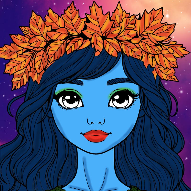 realistic girl with fall leaf crown