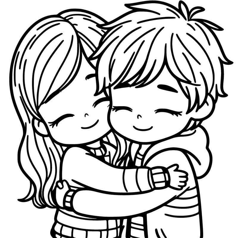 a girl and a boy hugging