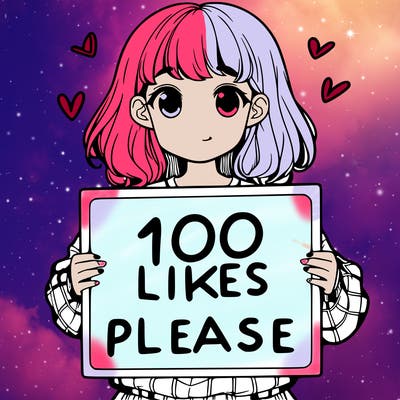 a girl holding a sign saying 100 likes please