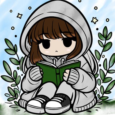 girl in oversized hoodie reading a book