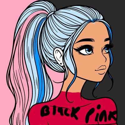 a beautiful and realistic girl with a high pony tail