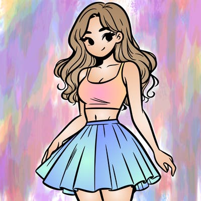 woman in a skirt and crop top