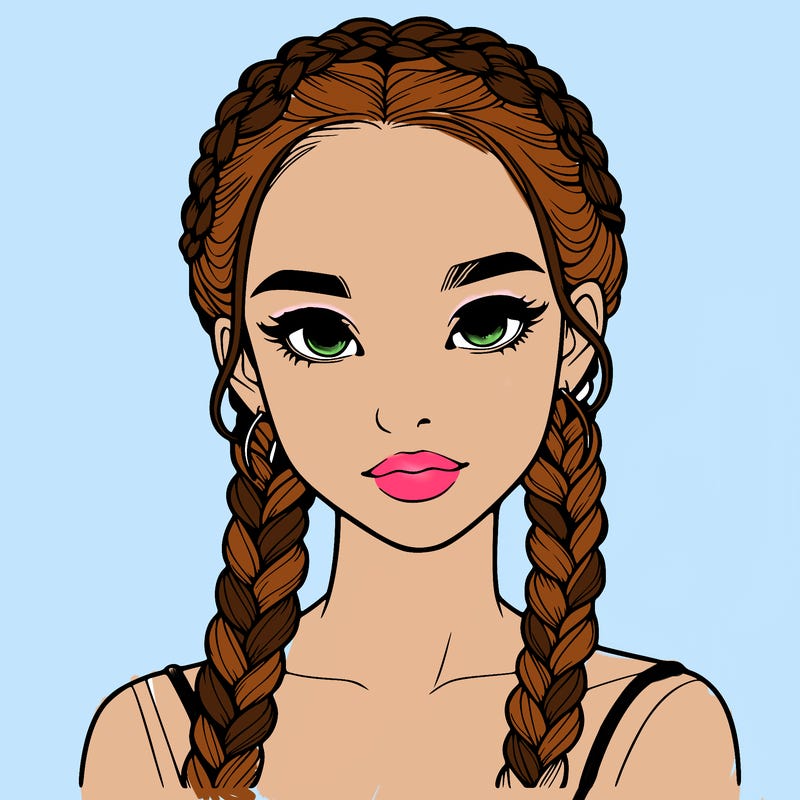 realistic girl with braids