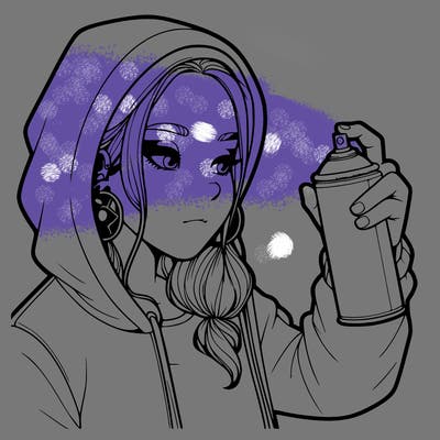 a realistic girl, spray painting