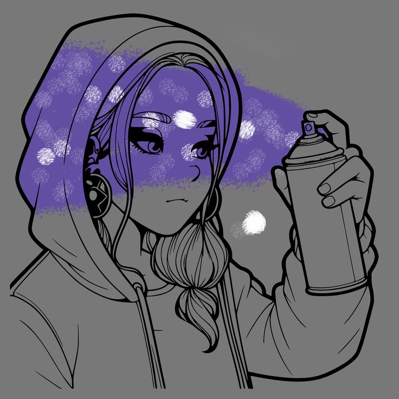 a realistic girl, spray painting