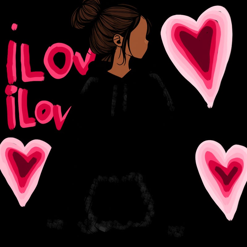 realistic girl with a oversized sweatshirt on and a bun