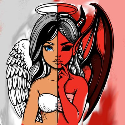 realistic angel half demon