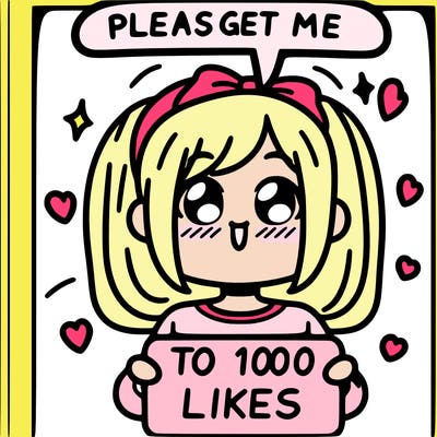 a girl saying please get me to 100 likes