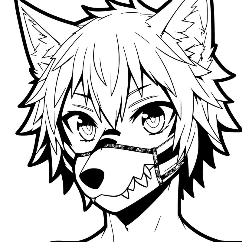 anime therian with a wolf mask on