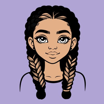 realistic girl with braids