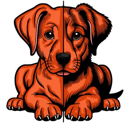realistic dog split picture