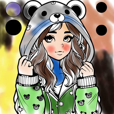 realistic girl in a animal pjs hoodie