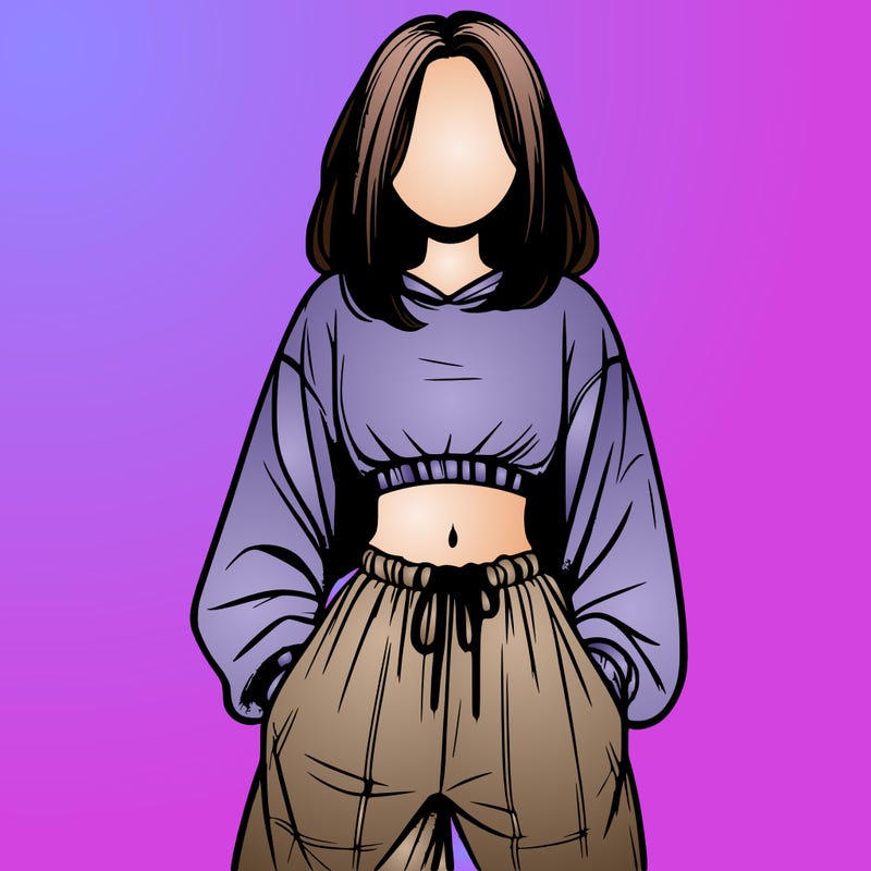 realistic girl faceless with baggy pants and a crop top