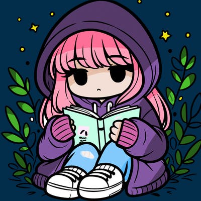 girl in oversized hoodie reading a book
