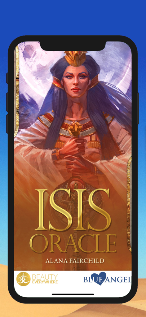 Isis Oracle - Isis Oracle app start screen with Alana Fairchild artwork.