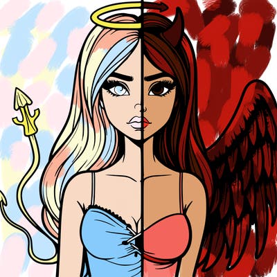 devil vs angel realistic girl