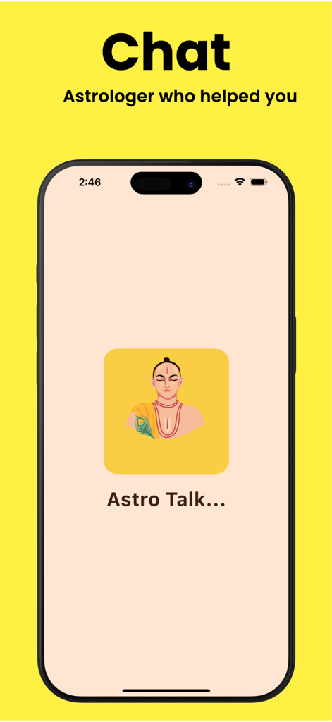 Astro Talk AI - Astro Talk AI app screen displaying the chat feature with an AI astrologer avatar on a bright yellow background.