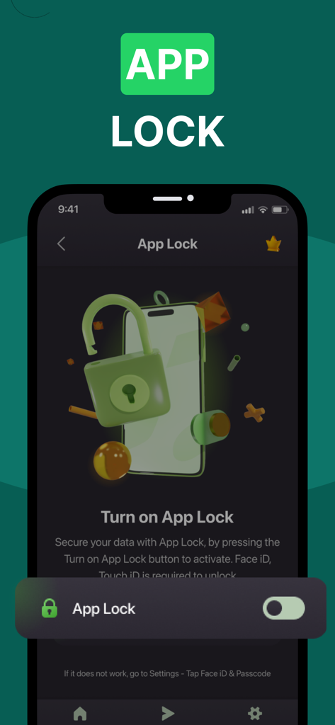 Oberfläche der Duo Chat App zeigt die App-Sperrfunktion mit Face ID und Touch ID-Sicherheitsoptionen