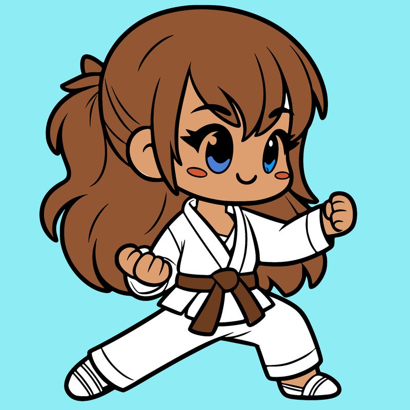 cute girl playing karate