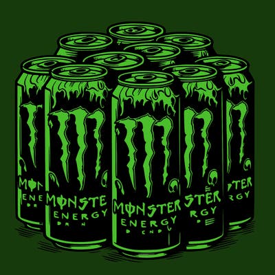 bunch of monster energy drink cans