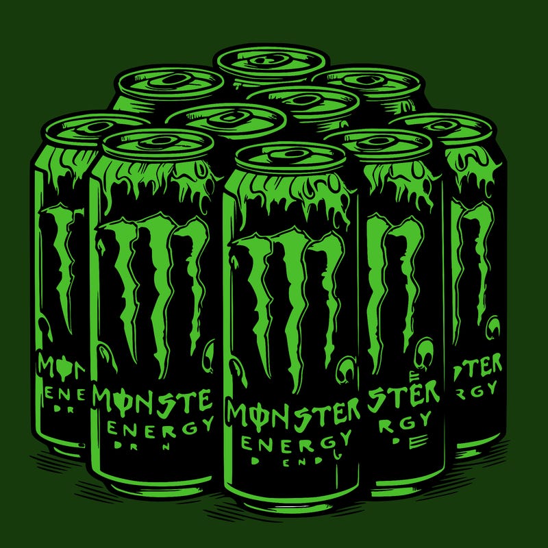 bunch of monster energy drink cans