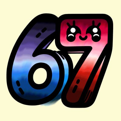 the numbers 67