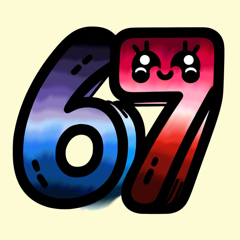 the numbers 67