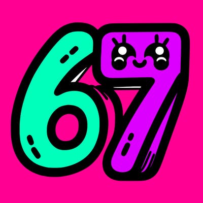 the numbers 67