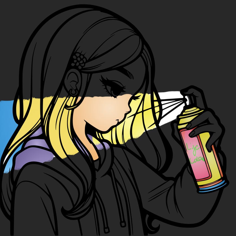 a realistic girl spray painting