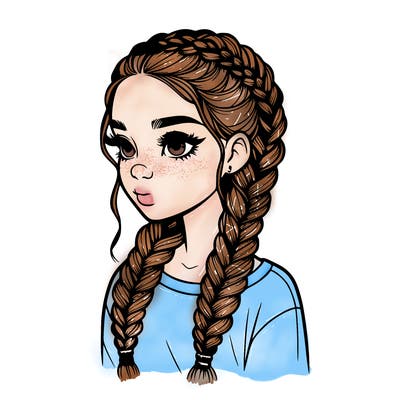 realistic girl with braids