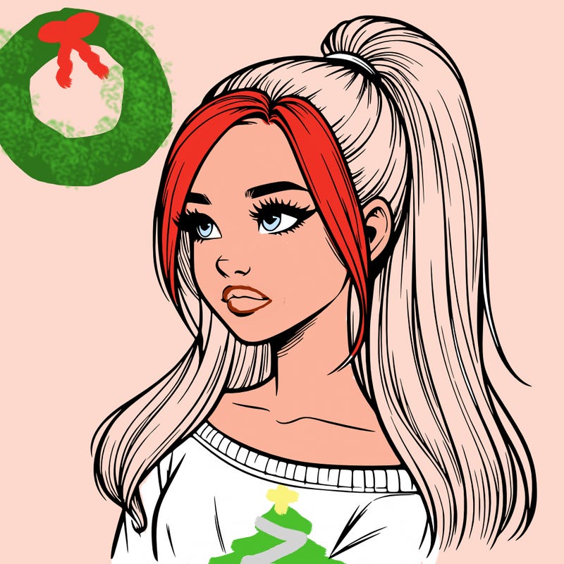 realistic girl with a high ponytail