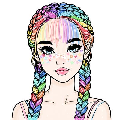 realistic girl with braids