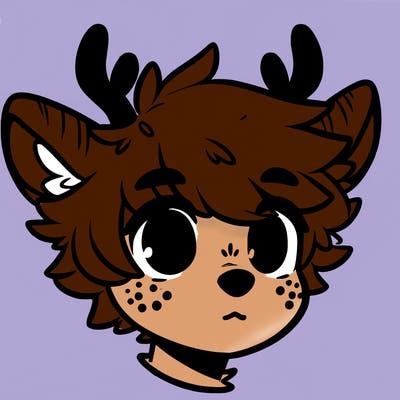 a humanoid deer with soft fluffy ears