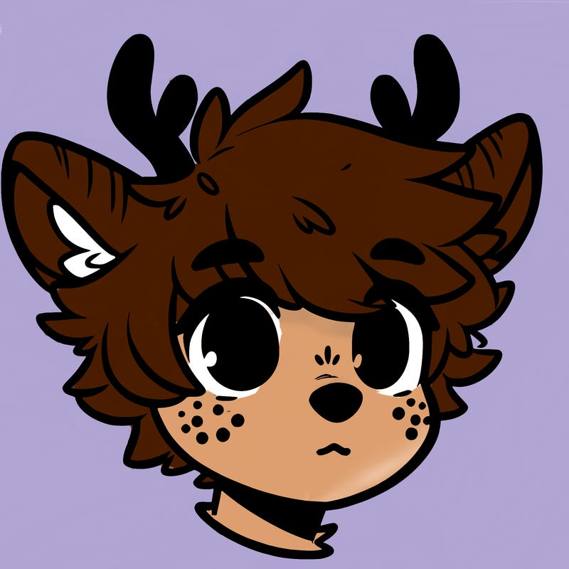 a humanoid deer with soft fluffy ears