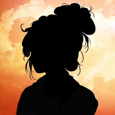 realistic teenage girl with a messy bun