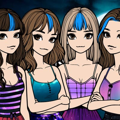 four realistic girls