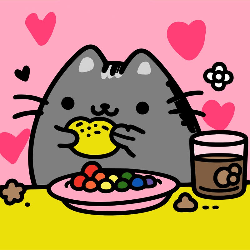 pusheen eating food