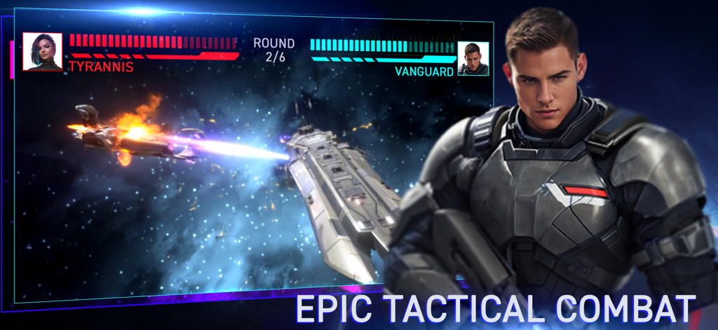 War of Nova - War of Nova space battle featuring ship-to-ship tactical combat with character portraits and health bars.