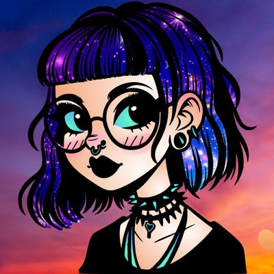 gothic girl with a mullet and glasses