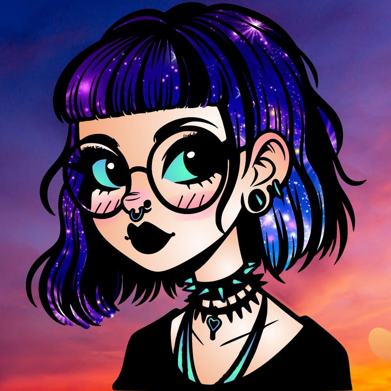 gothic girl with a mullet and glasses