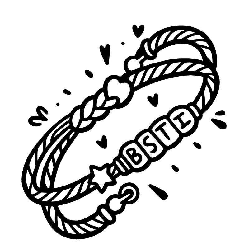 a friendship bracelet that says bestie