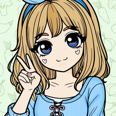 cute realistic girl doing ✌️