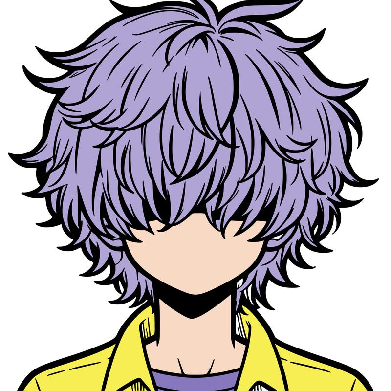 manga boy fluffy hair covering his eyes