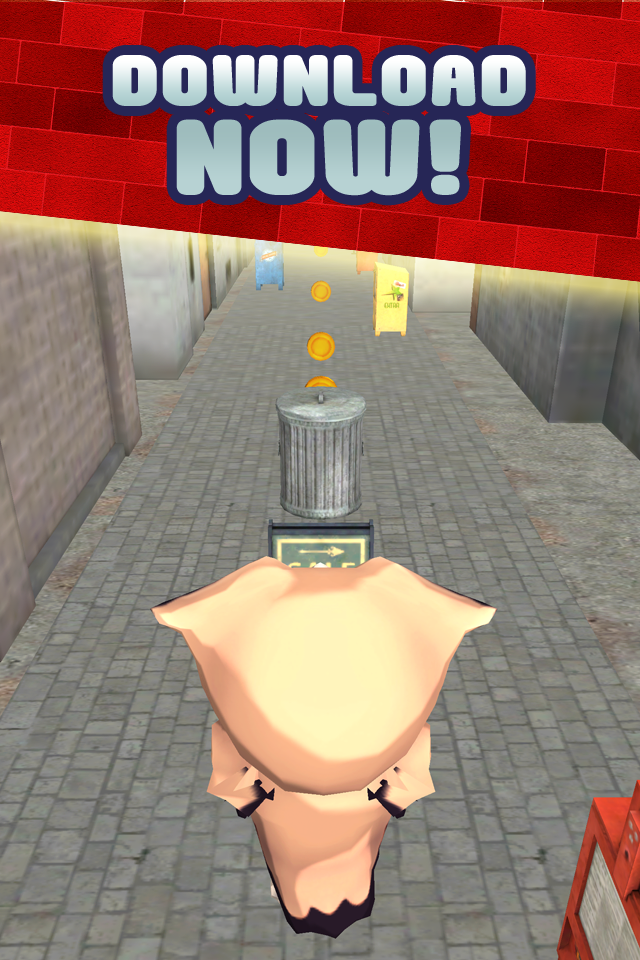 Happy City Animal Pet Game for Kids by Fun Puppy Dog Cat Rescue Animal Games FREE - A cute pet character running through a city alleyway collecting gold coins