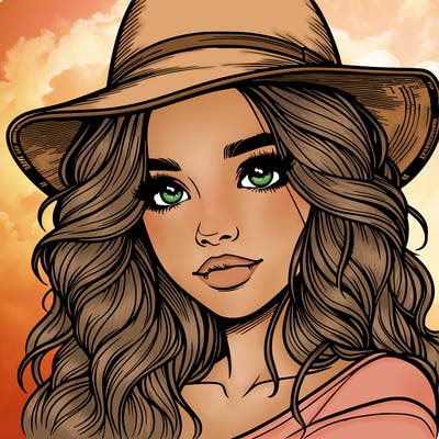 realistic girl with hat