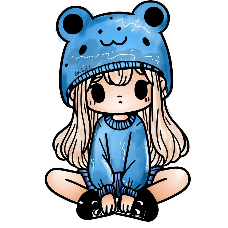 a girl wearing a frog hat and some frog socks