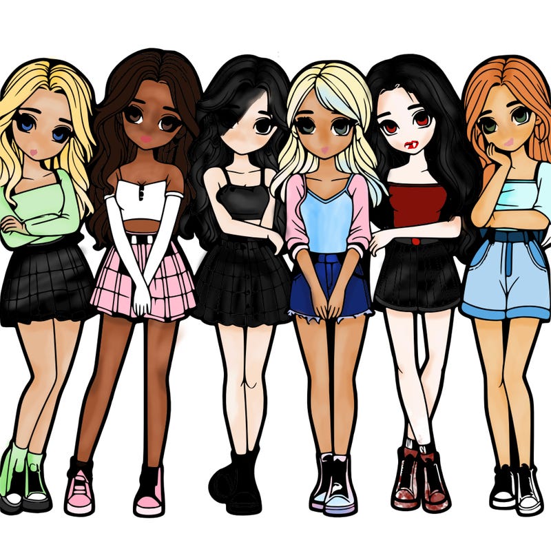 a group of girls realistic
