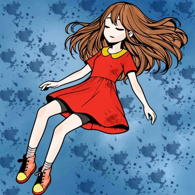 realistic girl floating