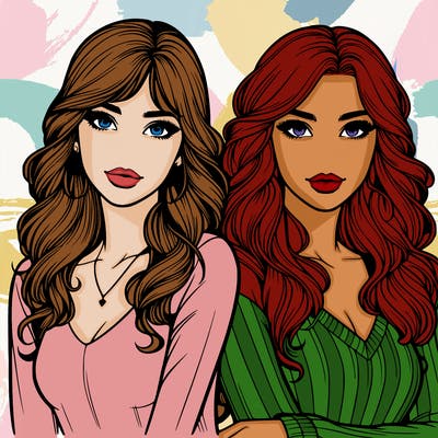 beautiful realistic female couple